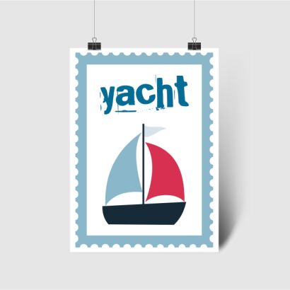 Plakat Znaczek Yacht