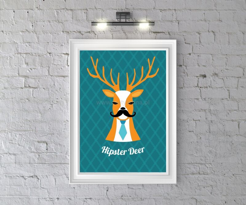 Plakat Hipster Deer (dark blue)