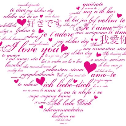 Naklejka Serce ze słów "kocham Cię" (w rożnych językach)
