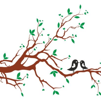 Naklejka dwukolorowa - Ptaki na gałęzi