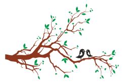 Naklejka dwukolorowa - Ptaki na gałęzi