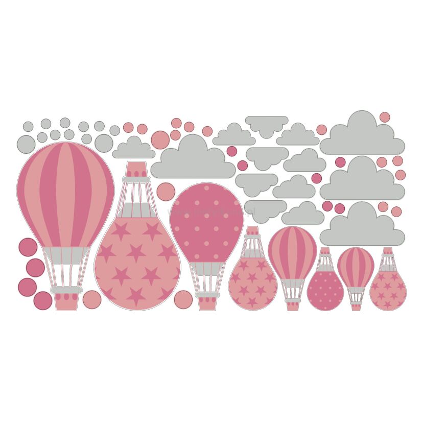 Naklejki dekoracyjne - Balony różowo - szare