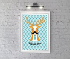Plakat Hipster Deer (bright blue)