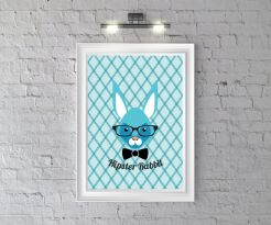 Plakat Hipster Rabbit (bright blue)